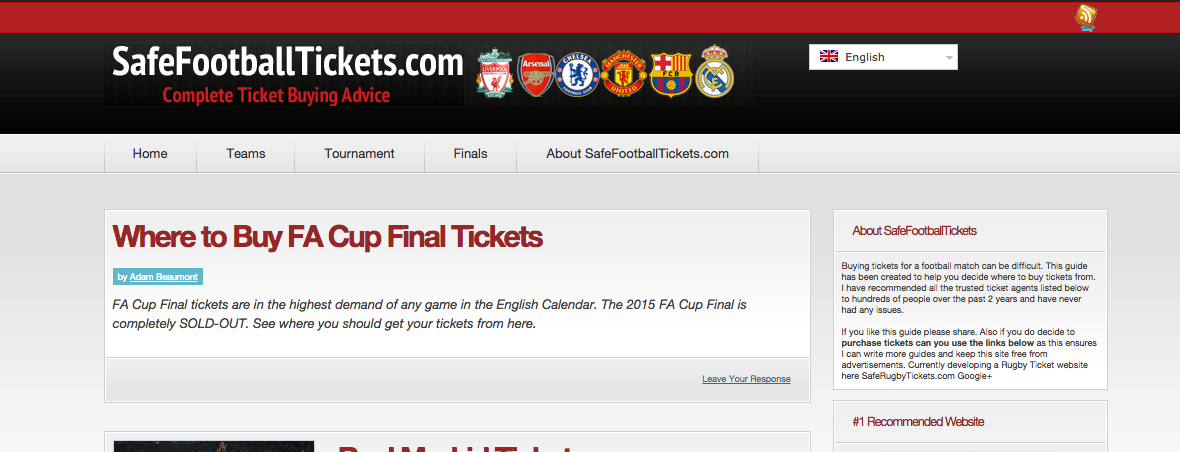 SafeFootballTickets.com Website