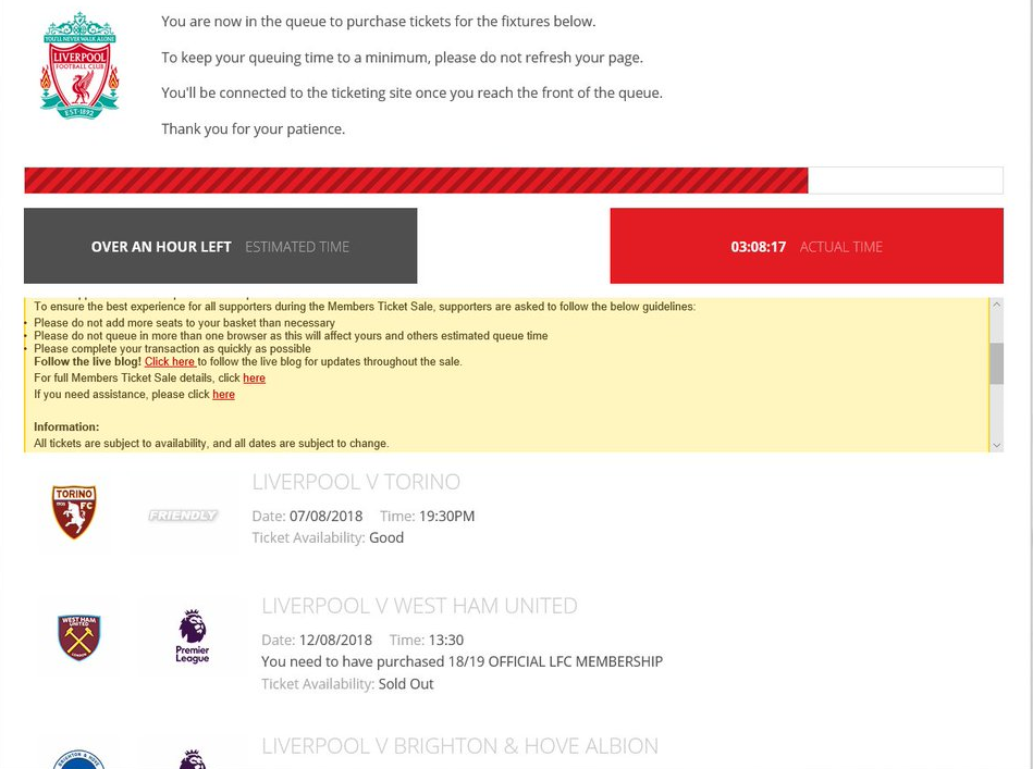 Liverpool FC waiting screen